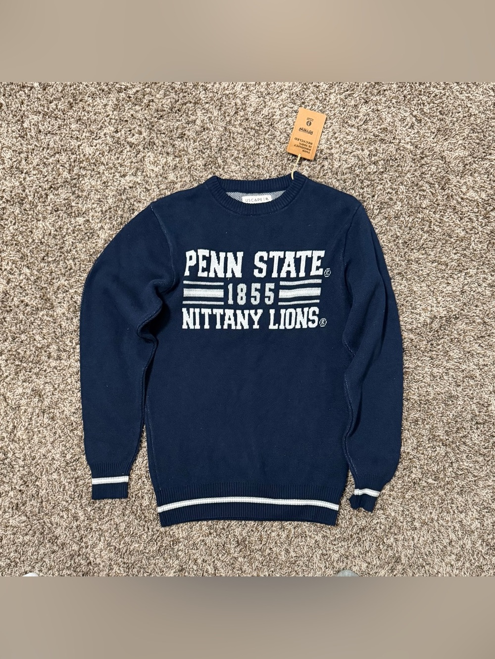 USCAPE Penn State Nittany Lions Old School Navy Knit Sweater Men’s Small NWT